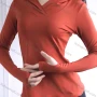 Wholesale Women's Sporty V Neck Long Sleeve Quick Dry Breathable Slim Fit Hoodies preview