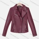 Wholesale Women's Casual Plain Lapel Long Sleeve Zipper PU Leather Jacket Purple Clothing Wholesale Market Liuhua
