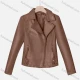 Wholesale Women's Casual Plain Lapel Long Sleeve Zipper PU Leather Jacket Copper Clothing Wholesale Market Liuhua