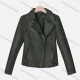 Wholesale Women's Casual Plain Lapel Long Sleeve Zipper PU Leather Jacket Charcoal Gray Clothing Wholesale Market Liuhua