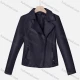 Wholesale Women's Casual Plain Lapel Long Sleeve Zipper PU Leather Jacket Navy Clothing Wholesale Market Liuhua