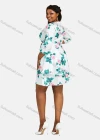 Wholesale Women's Casual Wrap V Neck 3/4 Sleeve Floral Print Lace Up Tiered Short Dress 3101# - Liuhuamall