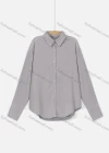 Wholesale Women's Casual Collared Button Down Plain Satin Chiffon Curved Hem Shirt 630# - Liuhuamall