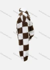 Wholesale Women's Casual Checkerboard Print Zipper Long Sleeve Crop Fluffy Jacket - Liuhuamall