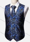 Wholesale Men's Vintage V Neck Allover Print Single Breasted Silky Waistcoat & Necktie 2-piece Set - Liuhuamall
