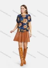 Wholesale Women's Casual Bat Sleeve Floral Print Drawstring Top With Pleated Skirts 2 Piece Set - Liuhuamall