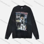 Wholesale Men's Fashion Drop Shoulder Distressed 100%Cotton Crew Neck Long Sleeve Graphic T-shirt 6009# preview