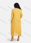 Wholesale Women's Plus Size Linen Long Sleeve Plain Layered Hem Cozy Midi Casual Dress - Liuhuamall