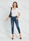 Wholesale Women's High Waist Dark Wash Raw Hem Distressed Button Decor Cropped Skinny Jean - Liuhuamall
