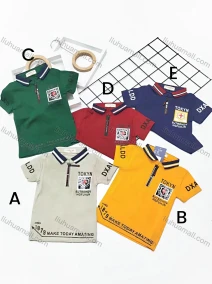 Wholesale Boys Casual Short Sleeve Letter Graphic Zipper Front Polo Shirts, LIUHUA CLOTHING WHOLESALE
