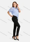 Wholesale Woman's Casual Shirt Collar Button Front Fake Pockets Long Sleeve Tie Front Plain Top - Liuhuamall