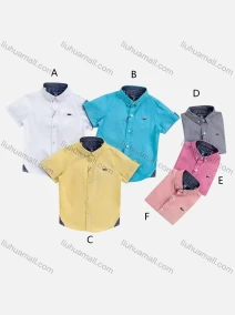 Wholesale Boys' Casual Collared Short Sleeve Button Down Plain Shirt, LIUHUA CLOTHING WHOLESALE