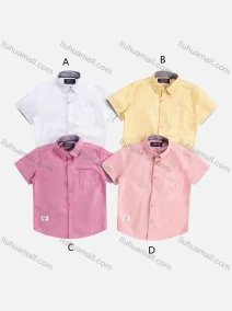 Wholesale Boys' Casual Collared Short Sleeve Pocket Plain Shirt, LIUHUA CLOTHING WHOLESALE