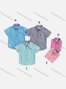 Wholesale Boys' Casual Collared Short Sleeve Pocket Plain Shirt, LIUHUA CLOTHING WHOLESALE
