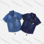 Wholesale Boys' Casual Collared Short Sleeve Pocket Plain Denim Shirt preview