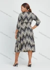 Wholesale Women's Elegant Plus Size Allover Chevron Print V Neck Knee Length Wrap Dress With Belt - Liuhuamall