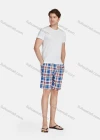 Wholesale Men's Casual Vacation Cotton Plaid Print Elastic Waist Swim Shorts - Liuhuamall