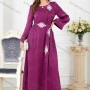 Wholesale Women's Arabic Muslim Islamic Crew Neck Embroidery Dubai Abaya Maxi Dress 3301# preview