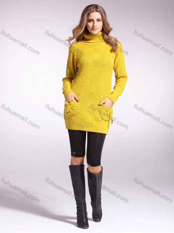 Wholesale Women's Plain Turtleneck Long Sleeve Pullover Sweater