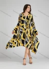 Wholesale Women's Casual Collared Shirt Sleeve High Low Hem Allover Print Loose Fit Maxi Dress 208# - Liuhuamall
