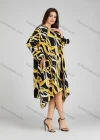Wholesale Women's Casual Collared Shirt Sleeve High Low Hem Allover Print Loose Fit Maxi Dress 208# - Liuhuamall