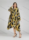 Wholesale Women's Casual Collared Shirt Sleeve High Low Hem Allover Print Loose Fit Maxi Dress 208# - Liuhuamall