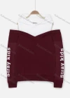 Wholesale Women's Long Sleeve Cold Shoulder Letters Hoodie - Liuhuamall
