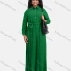 Wholesale Women's Plain Casual Button Front Long Sleeve Pleated Maxi Shirt Dress With Belt 24# Clothing Wholesale Market Liuhua