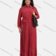 Wholesale Women's Plain Casual Button Front Long Sleeve Pleated Maxi Shirt Dress With Belt Red Clothing Wholesale Market Liuhua