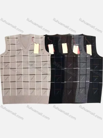 Wholesale Men's Casual Plaid Print V Neck Sweater Vest, LIUHUA CLOTHING WHOLESALE
