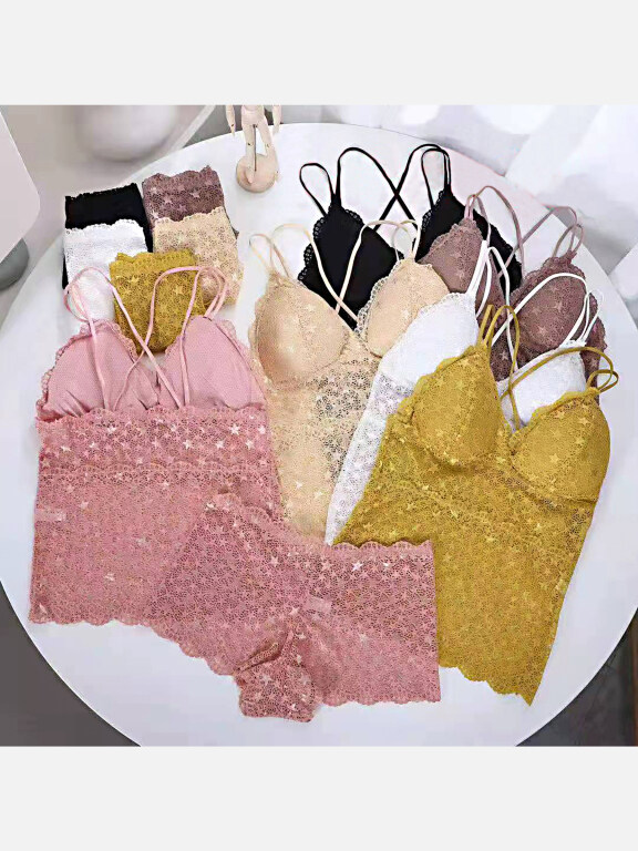 Women's Plain Guipure Lace Bra & Brief 2 Pieces Set, Clothing Wholesale Market -LIUHUA, WOMEN, Underwear