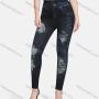 Wholesale Women's Casual High Waist Skinny Fit Ripped Distressed Jeans 7018# preview