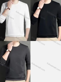 Wholesale Men's Casual Plain Round Neck Long Sleeve Tee A1001#, LIUHUA CLOTHING WHOLESALE