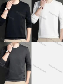 Wholesale Men's Casual Plain Round Neck Long Sleeve Tee A1006#, LIUHUA CLOTHING WHOLESALE