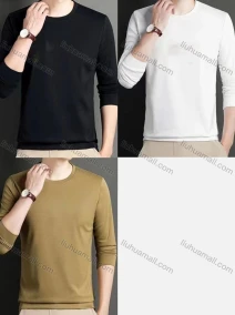 Wholesale Men's Casual Plain Round Neck Long Sleeve Tee A2002#, LIUHUA CLOTHING WHOLESALE