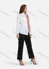 Wholesale Women's Fashion Splicing Print Long Sleeve Button Down Asymmetrical Hem Shirt - Liuhuamall
