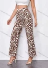 Wholesale Women's Casual Zebra Stripe Button Closure Dual Pockets Straight Leg Pant - Liuhuamall