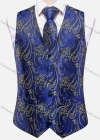 Wholesale Men's Formal Paisley Print Silky Waistcoat With Necktie & Kerchief & Cufflinks 4-piece Set - Liuhuamall