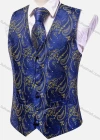 Wholesale Men's Formal Paisley Print Silky Waistcoat With Necktie & Kerchief & Cufflinks 4-piece Set - Liuhuamall