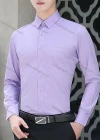 Wholesale Men's Business Long Sleeve Button Closure Patch Pocket Plain Formal Shirt - Liuhuamall