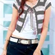 Wholesale Women's Casual Striped Colorblock Crew Neck Hollow Out Lace Up Crop Cardigan 9# 503# Clothing Wholesale Market Liuhua