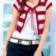 Wholesale Women's Casual Striped Colorblock Crew Neck Hollow Out Lace Up Crop Cardigan 9# 516# Clothing Wholesale Market Liuhua