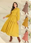 Wholesale Women's Casual Plain Collared Button Front Long Sleeve Ruched Maxi Shirt Dress - Liuhuamall