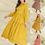 Wholesale Women's Casual Plain Collared Button Front Long Sleeve Ruched Maxi Shirt Dress preview