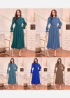 Wholesale Women's Casual Plain Long Sleeve High Waist Pleated Midi Dress - Liuhuamall