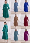 Wholesale Women's Casual Plain Collared Zip Long Sleeve Midi Dress - Liuhuamall