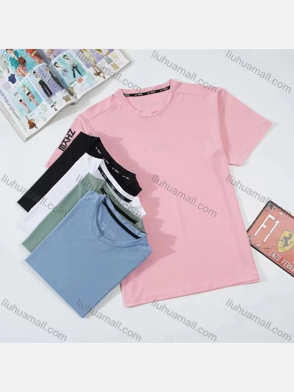 Wholesale Men's Casual Plain Round Neck Short Sleeve Tee LIUHUA CLOTHING WHOLESALE
