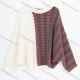 Wholesale Women's Casual Splicing Colorblock Crew Neck Batwing Sleeve Hollow Out Sweater Top 6867# White & Red Wholesale Clothing Market & Suppliers -LIUHUAMALL