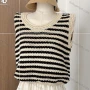 Wholesale Women's Casual Striped Round Neck Knit Sweater Tank Top 8087# preview