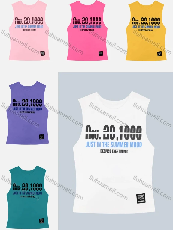 Wholesale Men's 100% Cotton Casual Sleeveless Crew Neck Slogan Graphic Tank Top MS2013#